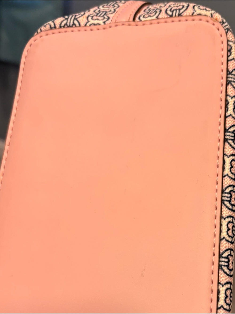 Tory Burch Pink and Cream Logo-Striped Canvas Tote - Picture 11 of 11